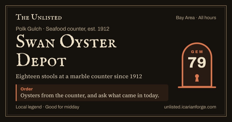 A share card for Swan Oyster Depot, as it appears when the link is texted